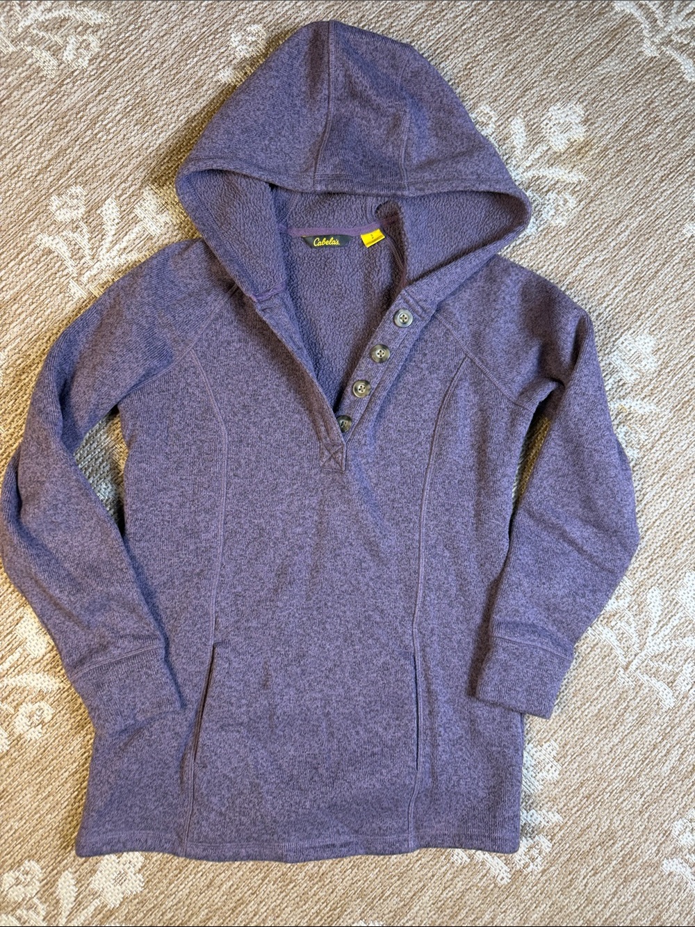 Cabela's Women's Heather Purple Hooded Button Pullover Sweater